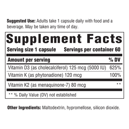 Vitamin D3 5,000 IU (125mcg) - 60 Capsules